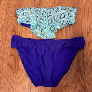 Strapless Blue Bikini Set